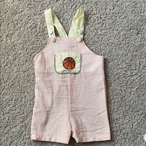 Kids Orange Overalls with Basketball Patch